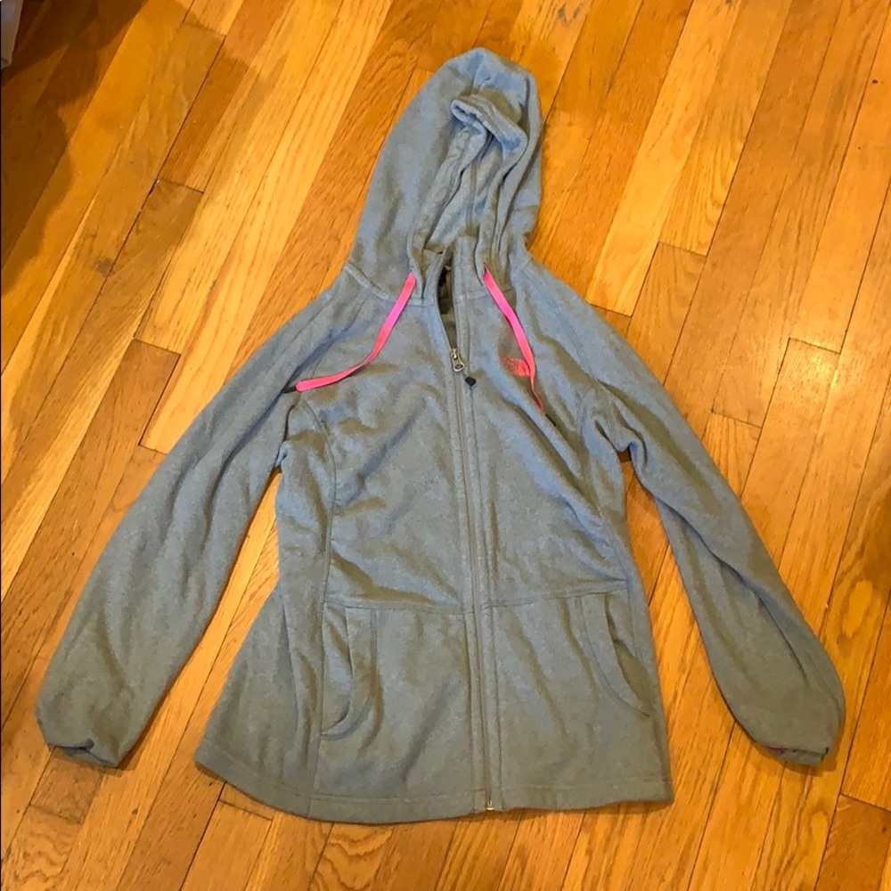 Gray fleece north face zip up